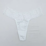 Seamless Thong with Floral Lace Waistband