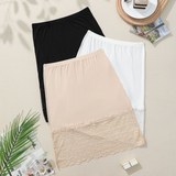 Classic Half Slip with Wide Floral Lace Trim - Solid Color Lace-Trim Half Slip Petticoat