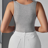 Ribbed Button-Placket Corset-Hem Tank Top
