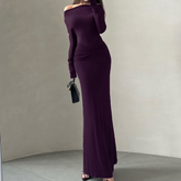 Elegant Off-Shoulder Ruched Waist Maxi Dress