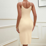 Chic Tan Lace-Detail Cami Midi Dress