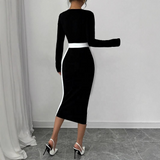 Monochrome Hourglass Midi Dress