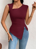 Chic Asymmetrical Neckline Handkerchief Top