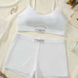 Sporty Logo-Band Bralette and Boyshort Set