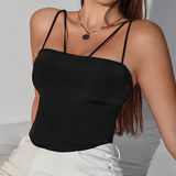 Corset-Hem Strappy Cami Crop Top