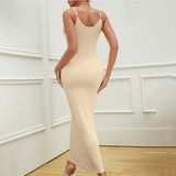 Nude Lace Trim Maxi Slip Dress