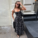Chic Black Polka Dot Off-Shoulder Midi Dress