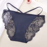 Strappy Silk-Panel Bikini with Scalloped Lace