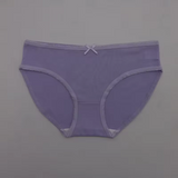 Cotton Bikini Underwear with Bow Detail - Soft & Breathable Mid-Rise Lace Trim Triangle Briefs