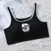 Collegiate Letter Ribbed Crop Bra Top