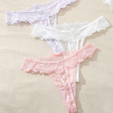 Scalloped Edge Floral Lace Thong