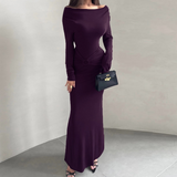 Elegant Off-Shoulder Ruched Waist Maxi Dress
