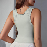 Ruffle Sleeve Peasant Crop Top