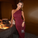 Glamorous One-Shoulder Ruched Mermaid Gown