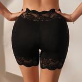 High-Waist Lace Panel Boy Shorts