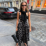 Chic Black Polka Dot Off-Shoulder Midi Dress