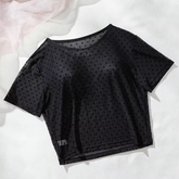 Dotted Mesh Crew Neck Layering Top