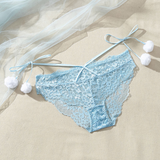 Baby Blue Pom-Pom Trim Lace Strappy Underwear