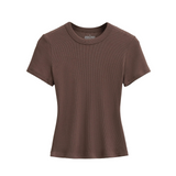 Essential Ribbed Knit Crew Neck T-Shirt
