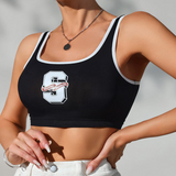 Collegiate Letter Ribbed Crop Bra Top