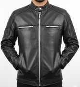 High Shine Double Zipper Lambskin Leather Jacket