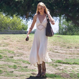 Bohemian Lace-Trimmed Slip Maxi Dress