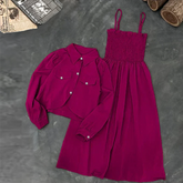 Kaaj Button Coati With Gazzer Romper Frock Style