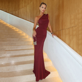 Glamorous One-Shoulder Ruched Mermaid Gown