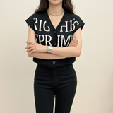 New Fashion Knitting Sweater - Printed Sleeveless Knit Top