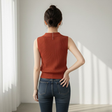 V-neck Elegant Women Tank Top Vintage Premium Quality Knitted Tank Top Hot-selling Sleeveless Top - Summer A-line Casual Tank Top