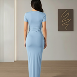 Casual Solid Bodycon Dress - Women's Maxi Dress