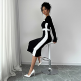 Monochrome Hourglass Midi Dress