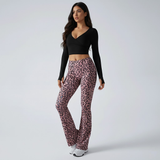 High-Waisted Leopard Print Flare Leggings