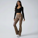 High-Waisted Leopard Print Flare Leggings