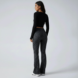 High-Waisted Leopard Print Flare Leggings
