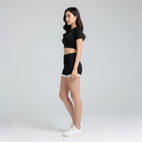 High-Waist Contrast Trim Athletic Dolphin Shorts