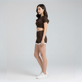 High-Waist Contrast Trim Athletic Dolphin Shorts