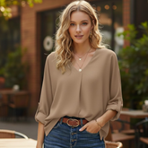 Chiffon V-Neck Tunic Blouse & Top For Women