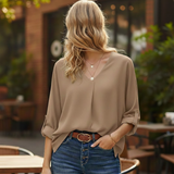 Chiffon V-Neck Tunic Blouse & Top For Women