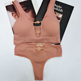 Ribbed Heart-Detail Comfort Bra & Panty Set