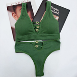 Ribbed Heart-Detail Comfort Bra & Panty Set