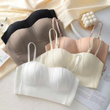 Seamless Ruched Wire-Free Bandeau Bra Top