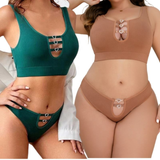 Ribbed Heart-Detail Comfort Bra & Panty Set