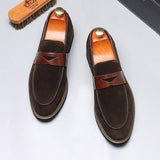Classic Design Casual Wedding Slip on Penny Loafers for Men Black Brown Faux Suede Good Quality Dress Shoes