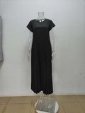 Women Solid Pleated Maxi Dress Loose A-Line Long Dress Casual Elegant Daily Straight Pleated Sundress