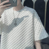 Casual Men's Summer T-Shirt, Bubble Textured Crew Neck Short Sleeve Top, 2026 New Streetwear Tee