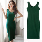 Women U Neck Sleeveless Tank Midi Dress Soft Knit Basic Solid Color Casual Loose Long Dress Multiple Colors