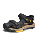 Genuine Leather Top Quality Toe-Cover Comfortable Band Strap Casual Slip on Summer Sandals Shoes for Men