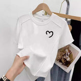 4XL Plus Size Chubby Girls Shoulder Large Size Short-sleeved Fishbone T-shirt Women's Design Sense Niche Slim-looking T-shirt