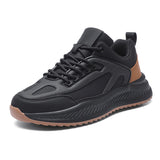 Durable Trendy Sneakers Premium Leather Synthetic Mix Sneakers Modern Cushioned Comfort Lace-Up Sports Shoes